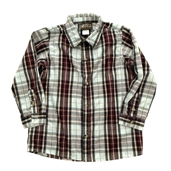 Boyz Wear Other - Boyz Wear‎ Button Down Shirt Boys Size 7 Burgundy White Plaid Long Sleeve